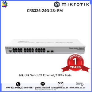 CSS326-24G-2S+RM, Mikrotik SwOS powered 24 port Gigabit Ethernet switch with two SFP+ ports in 1U rackmount case